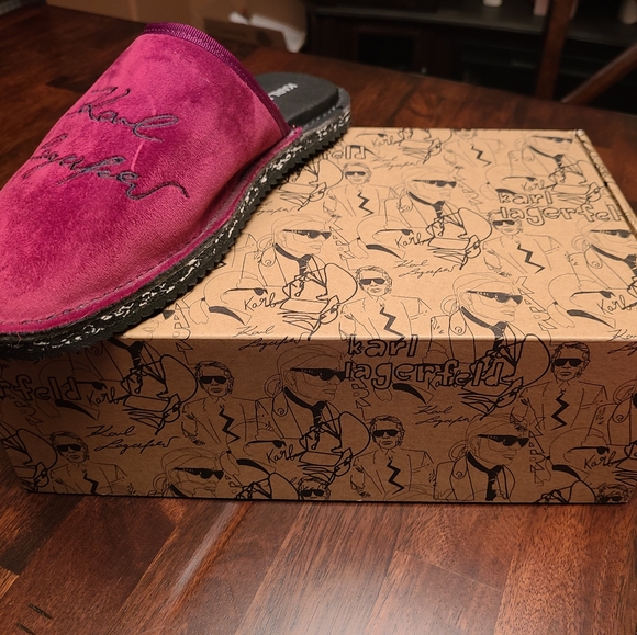 Karl Lagerfeld Embroidered Logo Velvet Mens Slippers